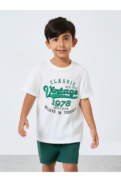 Styli Front Graphic T-Shirt and Solid Shorts Set