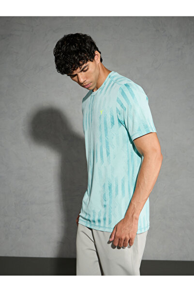 Technosport By Styli Green Jacquard Slim Fit Crew Neck T-Shirt