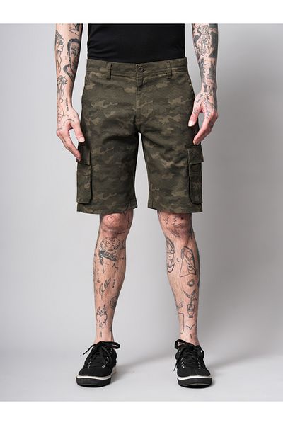 British Club By Styli Men Olive Camouflage Print Regular Fit Shorts