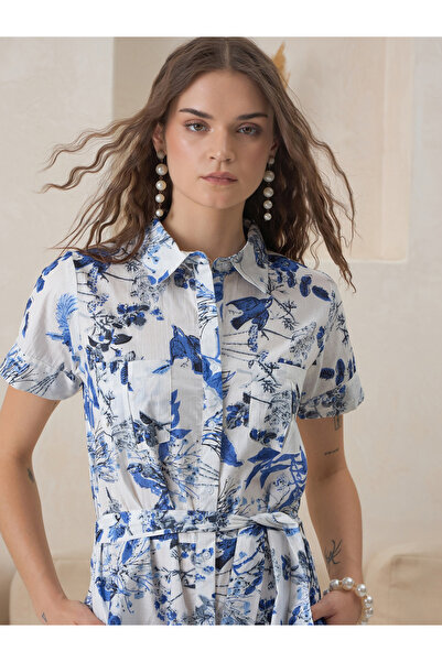 Sanskrutihomes By Styli Cotton Floral Printed Collared Short Jumpsuit