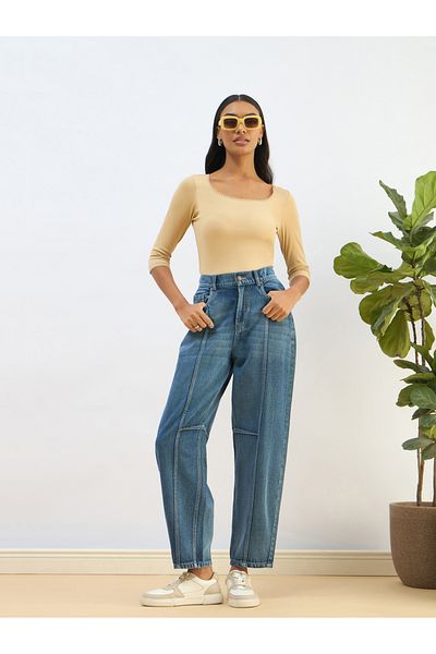Sassafras By Styli Beige Knitted Lace Detail Crop Top