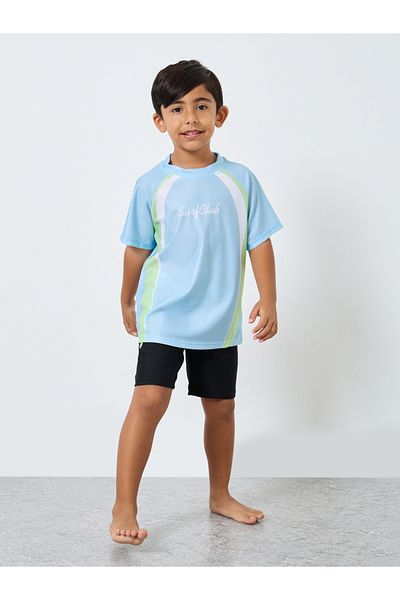 Styli Set of 3 - Printed Raglan Sleeve Swim Top, Shorts and Cap