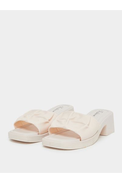 Take Two By Styli Textured Strap Block Heel Slip On Sandals