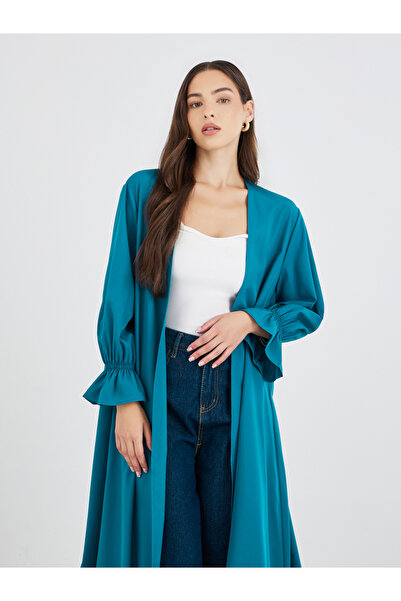 Styli Solid Smocking Cuff Detail Kimono