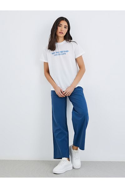 Styli Slogan Print Round Neck T-Shirt