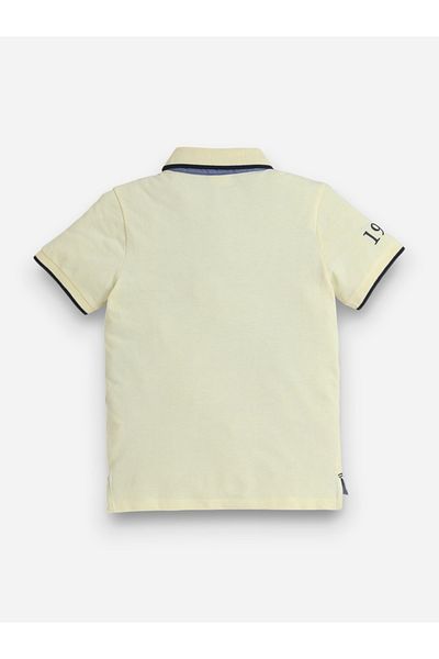 Victor and Jane By Styli Boys Yellow Embroidered Detail Short Sleeve Polo T-Shirt