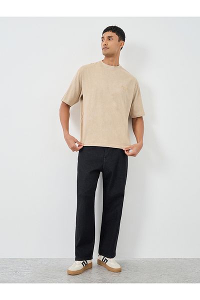 Styli Washed Embroidered Detail Heavy Jersey Oversized T-Shirt