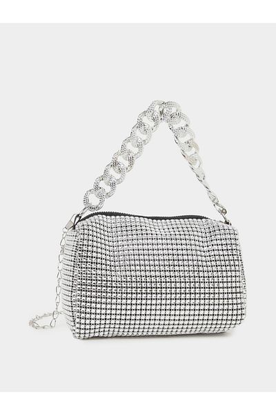 Styli Embellished Baguette Bag with Chain Handle