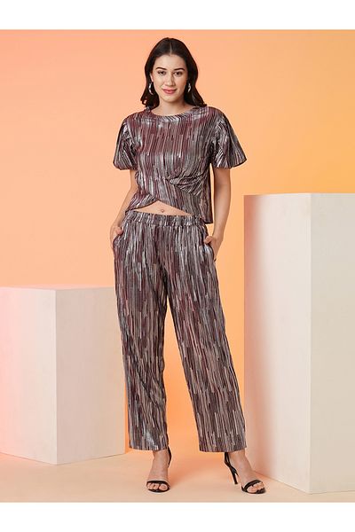 Globus By Styli Striped Crop Top and Trouser Co-Ords