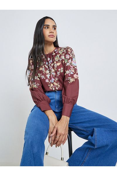 Styli Floral Print Regular Fit Blouse