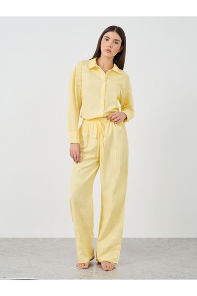 Styli Striped Buttoned Shirt and Pyjama Set