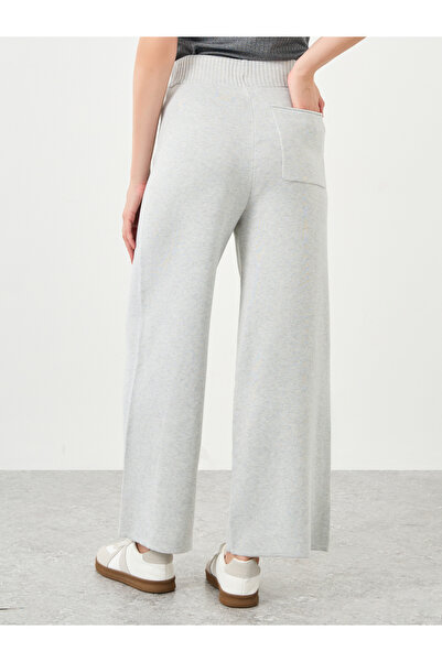 Styli Flat Knit Wide Leg Pants with Drawstring Waist