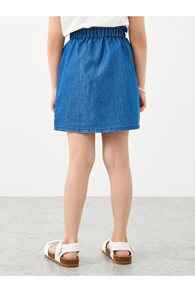 Styli Blue Denim Mini Skirt with Elastic Waist