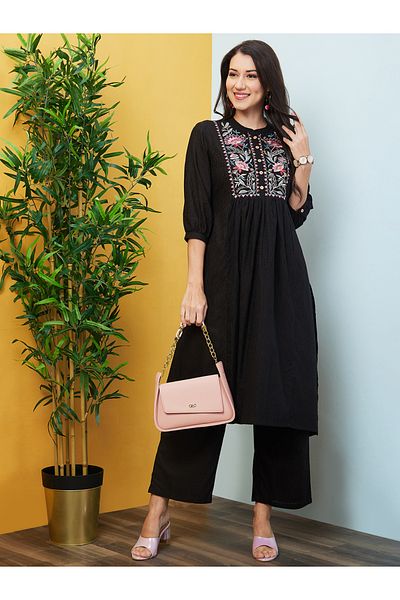 Globus By Styli Embroidered Straight Kurta with Trouser Co-Ords