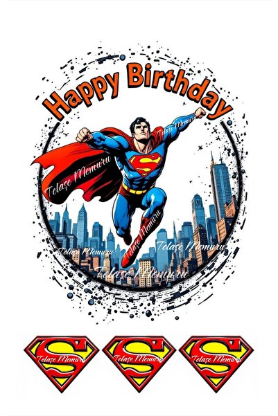 telaşe memuru Superman Pasta Süsü Şekerli Kağıda Baskı Yenilebilir Kağıt Past...