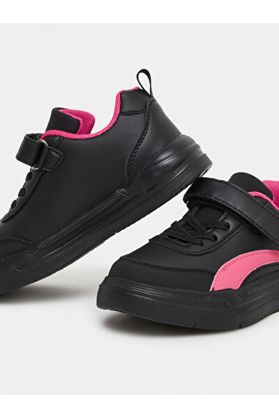 Styli Girls Black Contrast Panel Sneakers