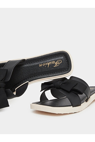 Take Two By Styli Solid Bow Detail Flat Sandals