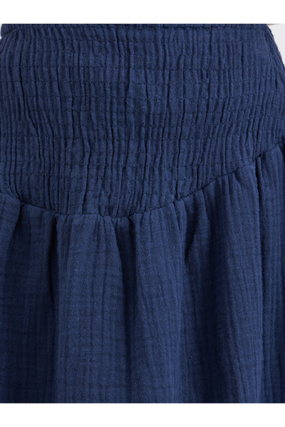 Styli Blue Flared Smocked Mini Skirt