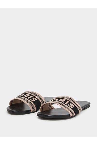 Take Two By Styli Slogan Strap Flat Sandals