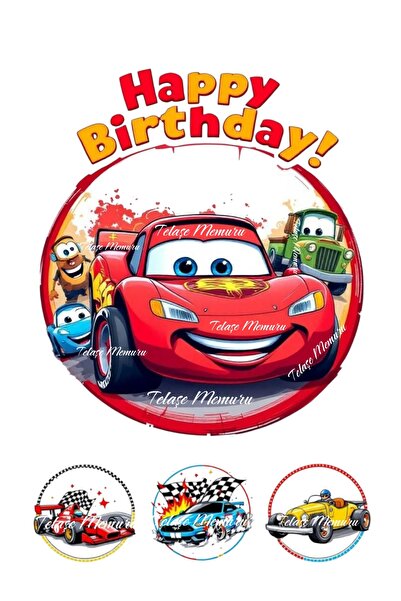 telaşe memuru سيارات سباق شيمس Mcqueen لتزيين الكيك، طباعة الكيك، نموذج ورقي ...