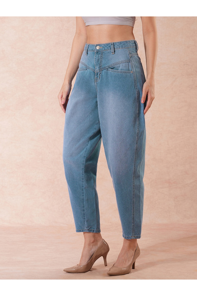 Globus By Styli High-Rise Clean Look Barrel Fit Ankle Length Jeans