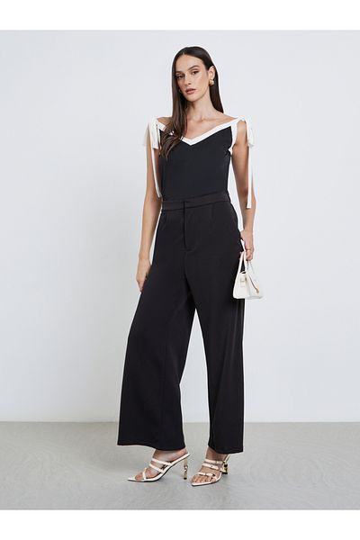 Styli Black Contrast Trim Strappy Cami Top