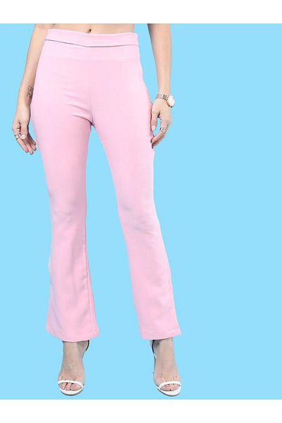 Freehand By Styli Women Pink Tapered Fit Solid Pants