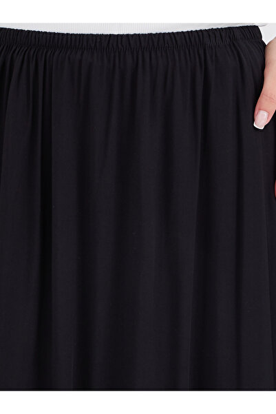 Styli Solid Viscose Elasticated Waistband Midi Skirt