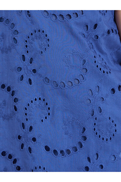 Styli Girls Blue Schiffli Sleeveless Dress with Balloon Hem