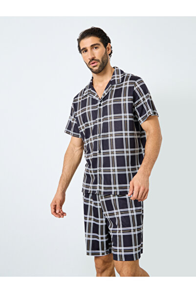 Styli Black Checkered Short Sleeve Shirt and Shorts Set