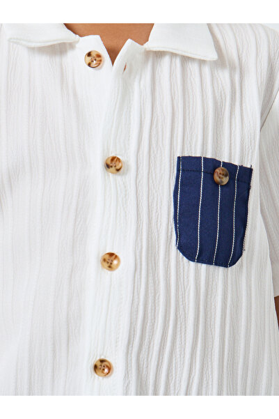 Styli Textured Shirt and Striped Shorts Set