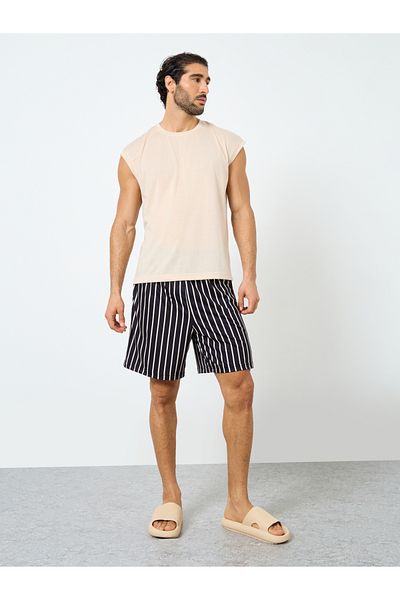 Styli Solid Tank Top and Striped Shorts Set