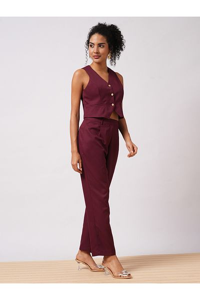Globus By Styli V Neck Front Pocket Detail Vest and \Trousers Co-Ords