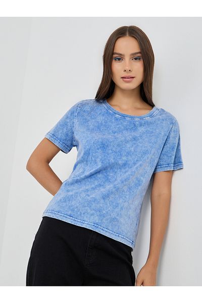 Styli Solid Acid Wash Round Neck T-Shirt