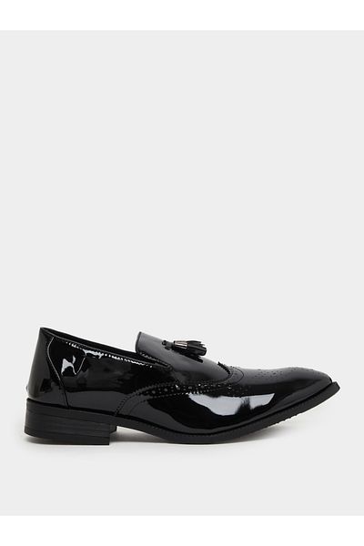 Styli Textured Pointed Toe Slip On Formal Shoes