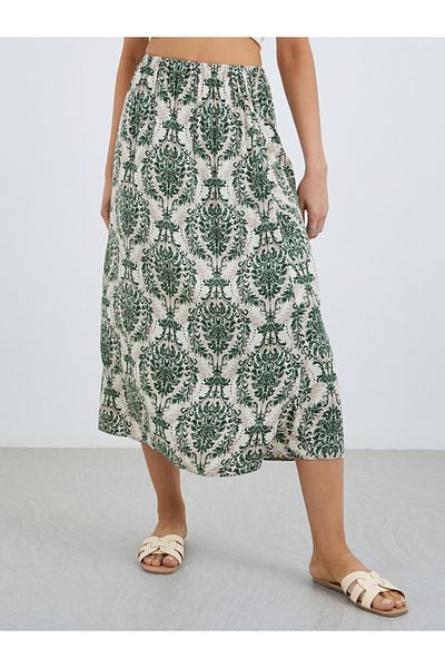 Styli All-Over Printed Viscose Midi Skirt