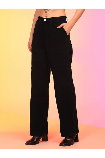 Globus By Styli Straight Fit Mid-Rise Faded Cotton Cargo Pockets Jeans