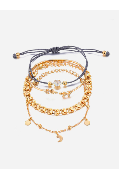 Styli مجموعة من 4 أساور متنوعة بلمسة أوراق