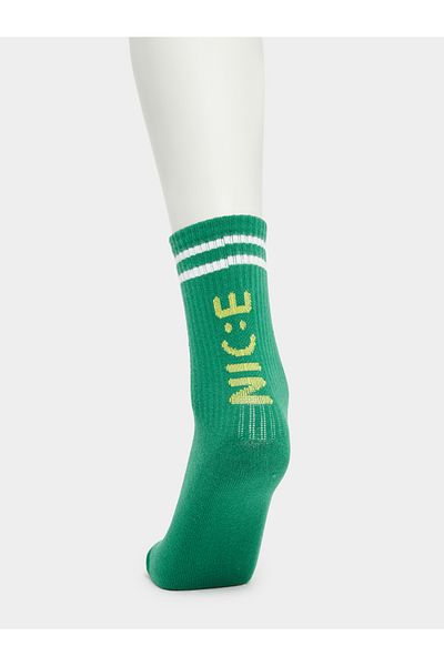 Styli Striped Cuff Printed Socks