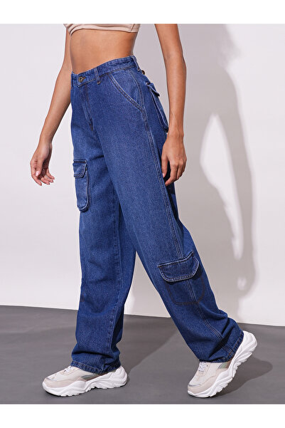 Globus By Styli Straight Fit Mid-Rise Faded Cotton Cargo Pockets Jeans