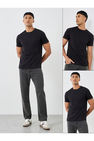 Styli Pack of 2 - Cotton Rich Crew Neck Regular Fit T-Shirt