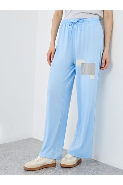 Styli Color Block Wide Leg Joggers with Drawstring