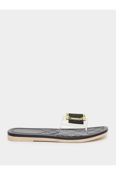 Take Two By Styli Buckle Decoration Transparent Vamp Flat Sandals