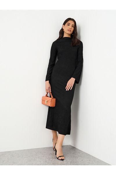 Styli Textured Bell Sleeves Maxi Dress