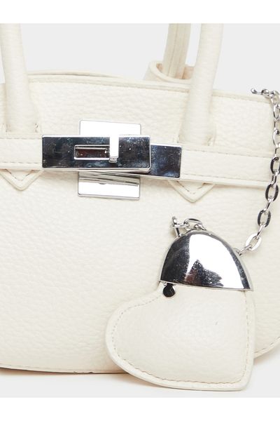Styli Solid Dual Handle Handbag with Heart Drop