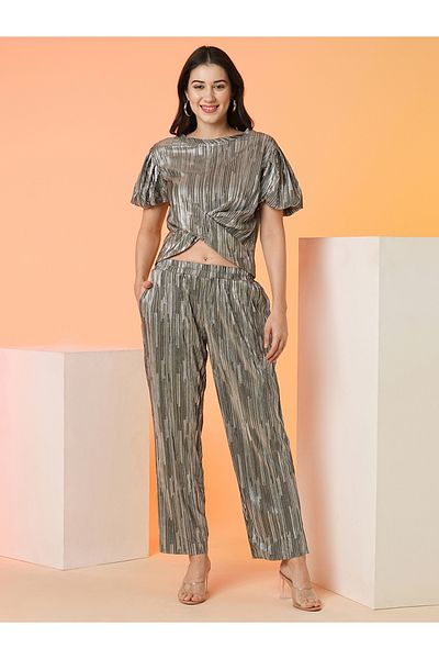 Globus By Styli Striped Front Twist Top and Trousers Co-Ords