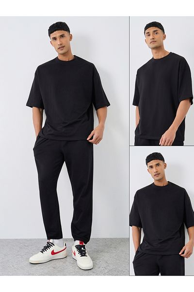 Styli Pack of 2 - Cotton Terry Boxy Crew Neck T-Shirt