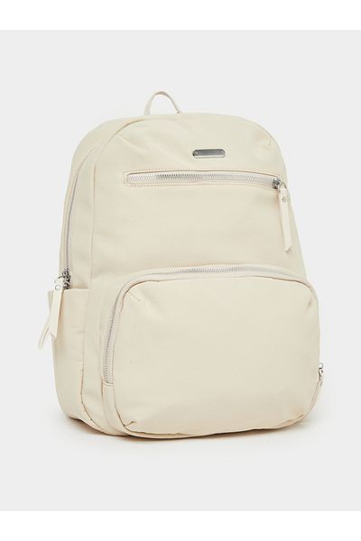 Styli Women Cream Front Zipped Backpack