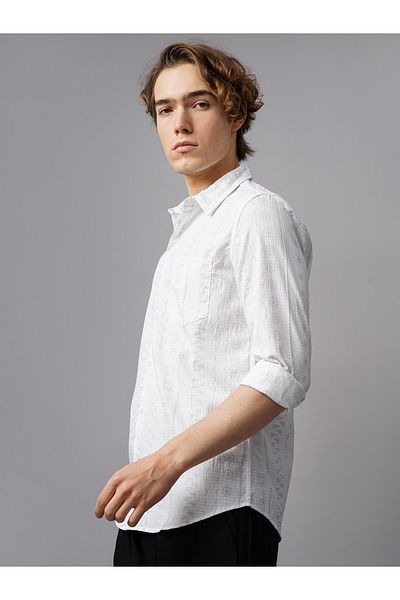 British Club By Styli Textured Spread Collar Slim Fit Shirt