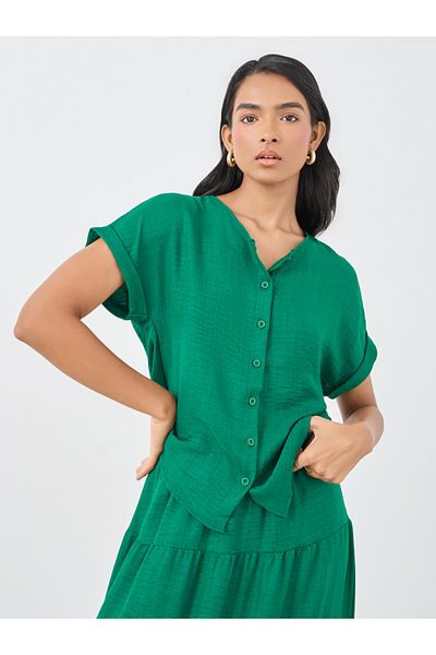 Styli Solid Top and Tiered Maxi Skirts Co-Ords